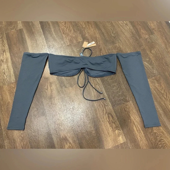 Skims Swim Nwt Skims Swim Long Sleeve Bikini Top Gunmetal Size 3X new with tags - Picture 5 of 9